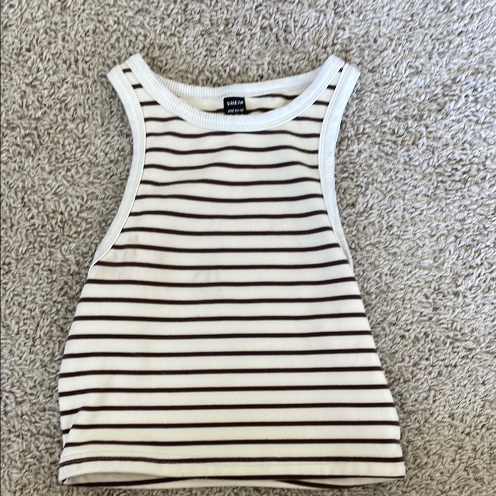 Shein Women's Striped Tank Top - Black and White